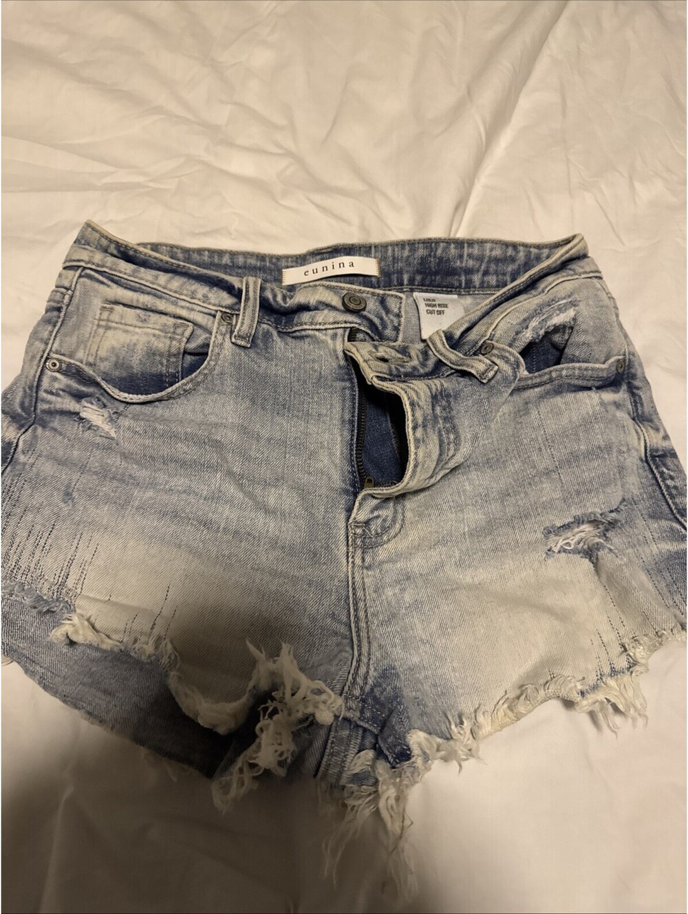 Eunina Shorts -small Lulu High-Rise Blue Jean Distressed Shortie. Pre-owned